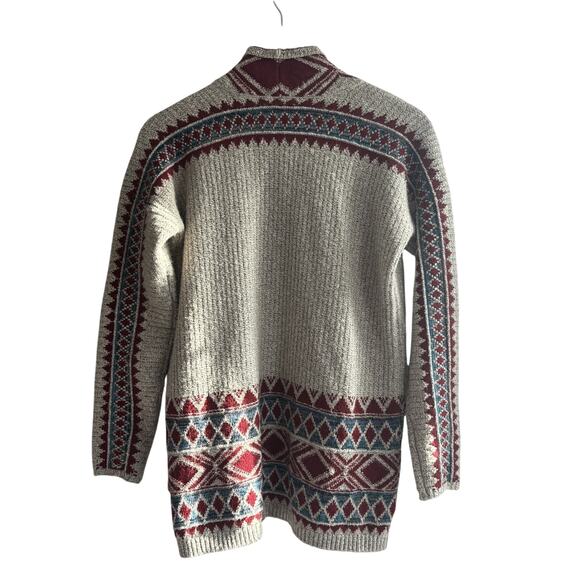 Lucky Brand Boho Tribal Knit Cardigan | Long Open Front Sweater | Women’s S - Picture 2 of 6